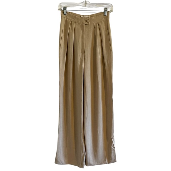 Sonia Rykiel Pants - Sonia Rykiel Wide‎ Leg Trousers Pants Women’s Size Small Pleated High Rise Beige